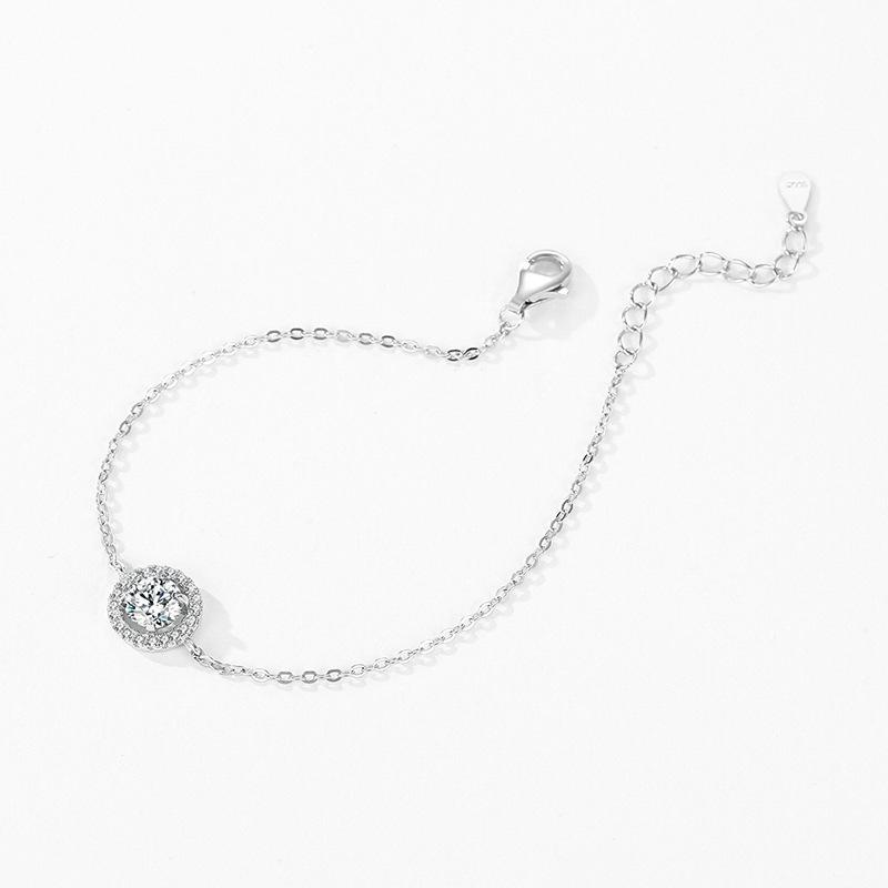 Moissanite 925 Sterling Silver Round Bracelet Fashion Affordable Luxury Full Diamond Bracelet Niche Design Wedding Gift