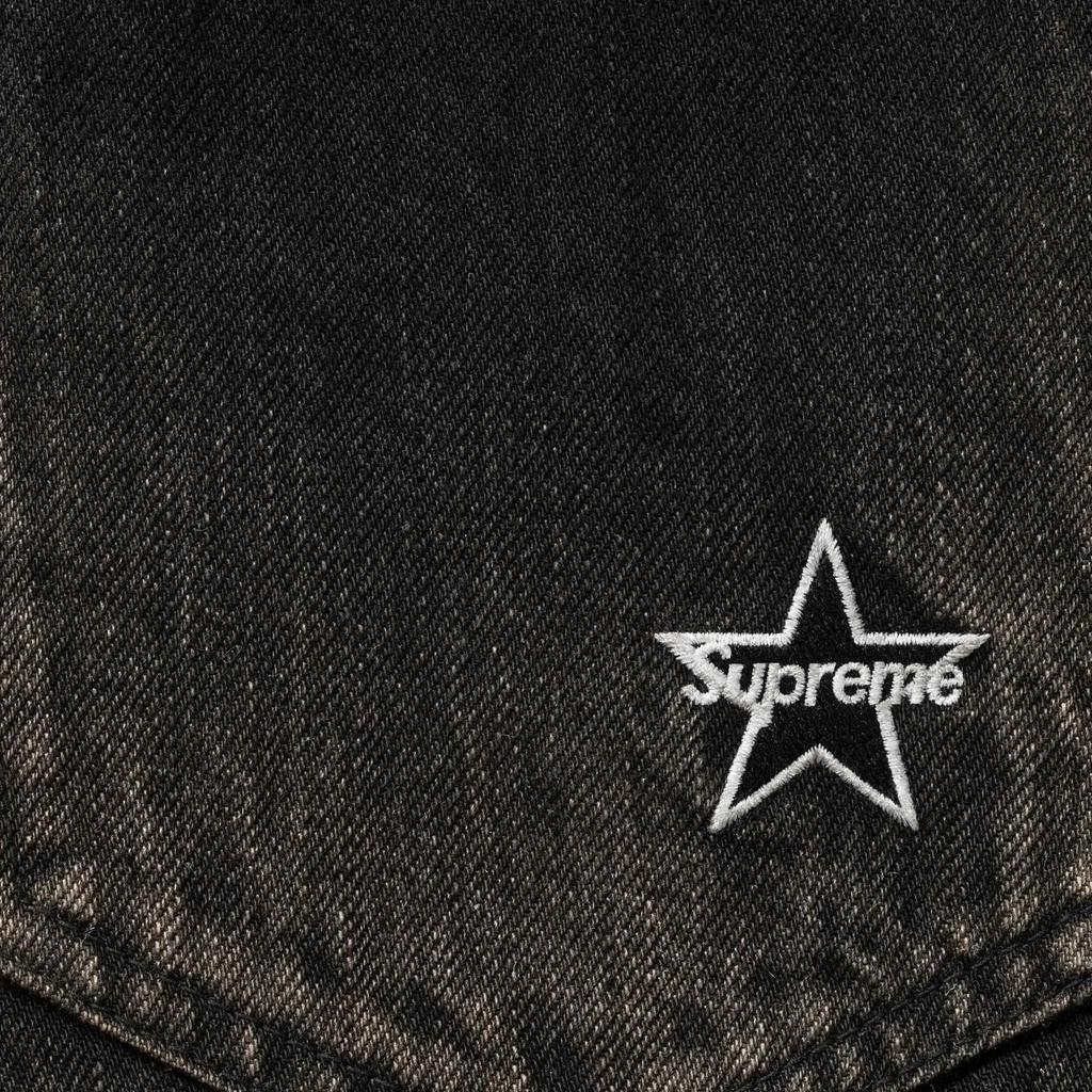 Supreme Потертые джинсы с широким кроем и кромкой (26СС) Мытый черный