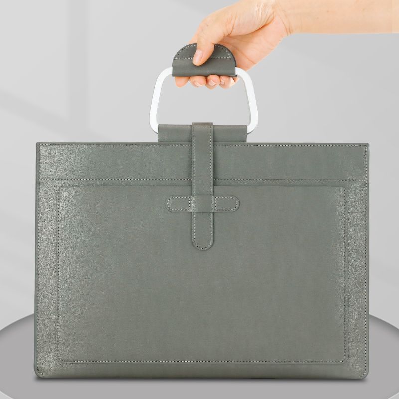 File A4 Leather Bag File Bag Multifunctional Tote Bag Receipt Storage Bag Highend Waterproof Large Capacity