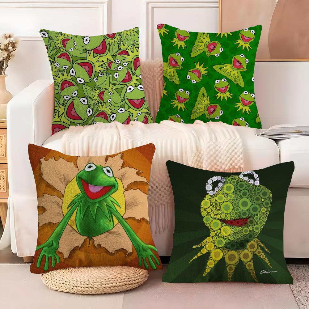 Funny KKermit the Frog Cushion Cover Soft Plush Fabric DoubleSided Printed Sofa Cushion Cover for All Seasons Home Decor Gift