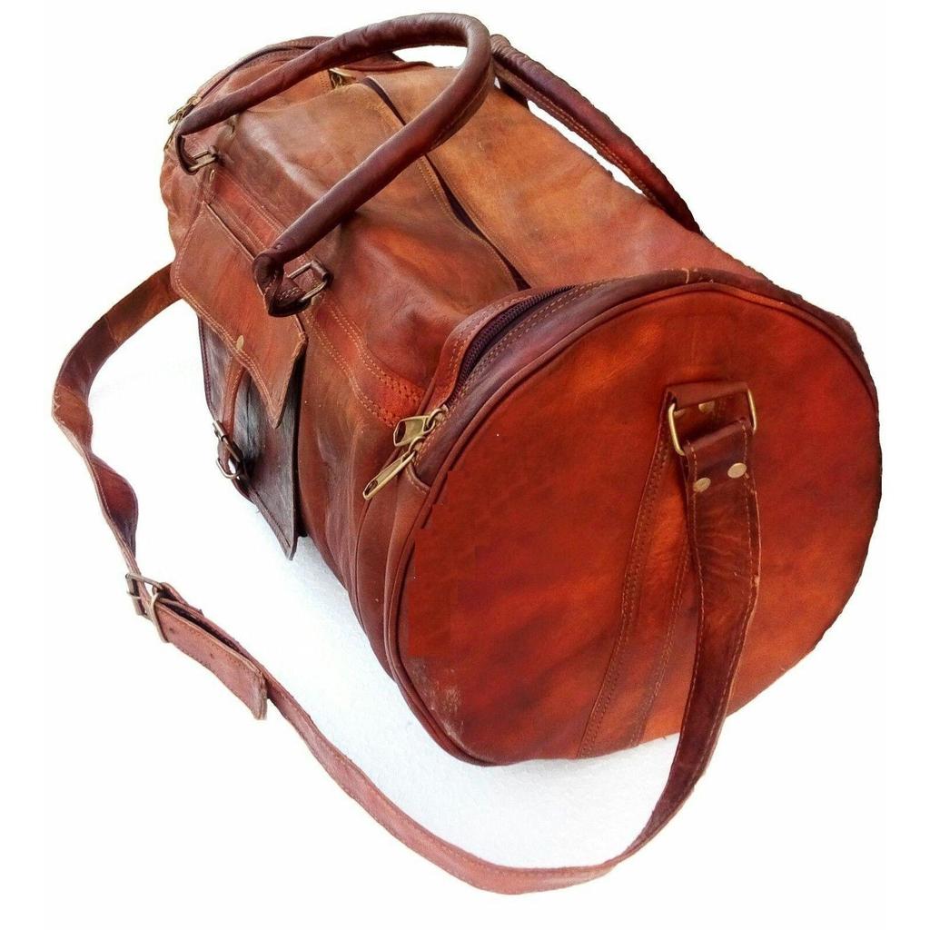 New Men's Genuine Leather Large Vintage Duffle Travel Gym Weekend Overnight Bag