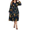 Long Sleeve V-neck Floral Print Dress for Women High Waist Slim Comfortable and Breathable Dress Casual Beach Vacation Plus Size Long Dress