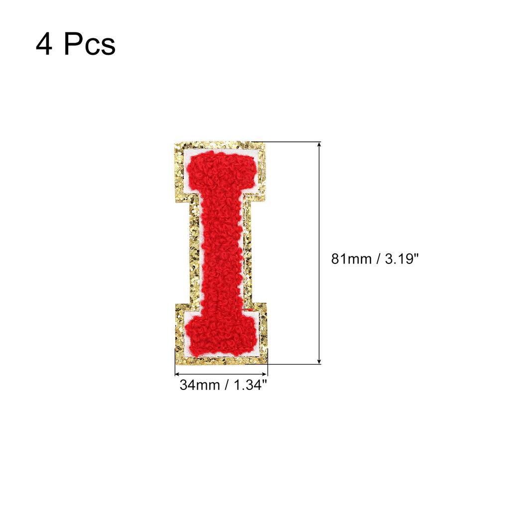 4pcs Embroidered Letter Patches Chenille Letter Patches Iron on Letter Patches Embroidery Patch Iron for Clothing Shoes Hats Red