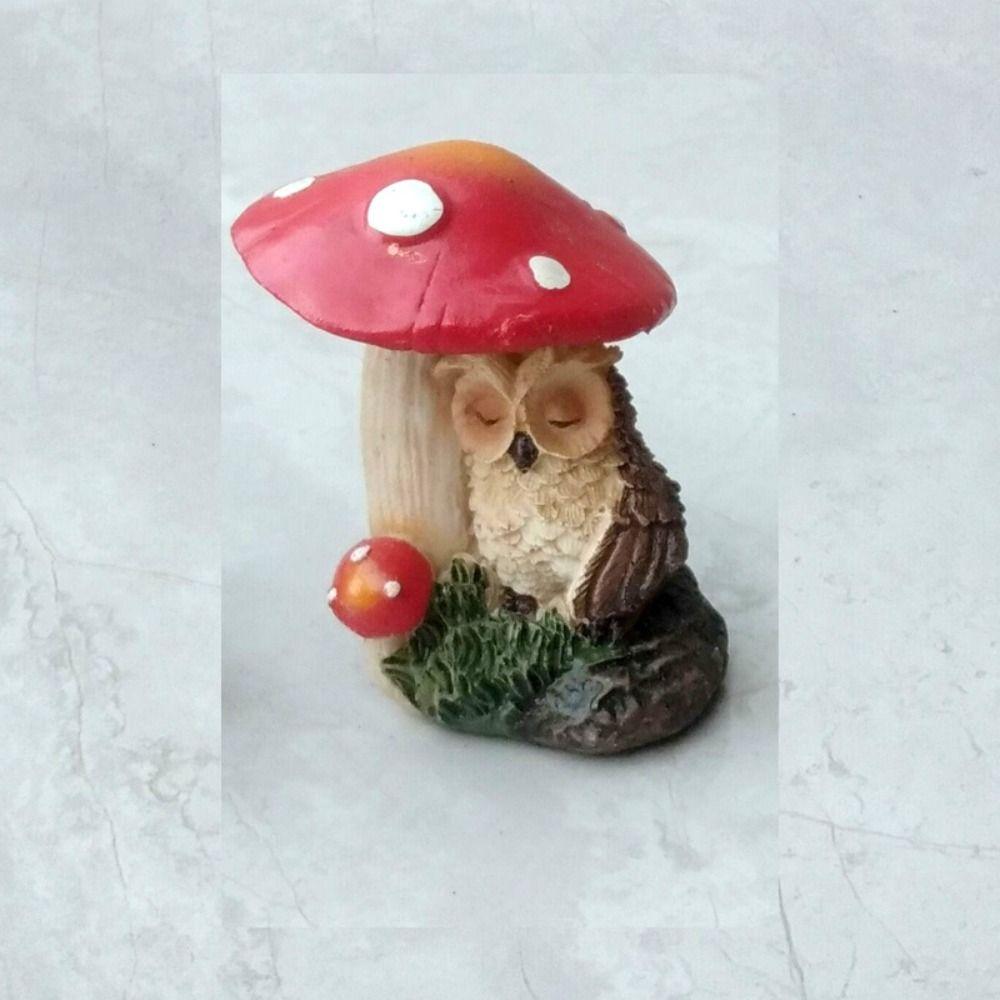 Креативная статуя животного, водонепроницаемая миниатюрная статуэтка, скульптура, сова, гриб, украшение для улицы
