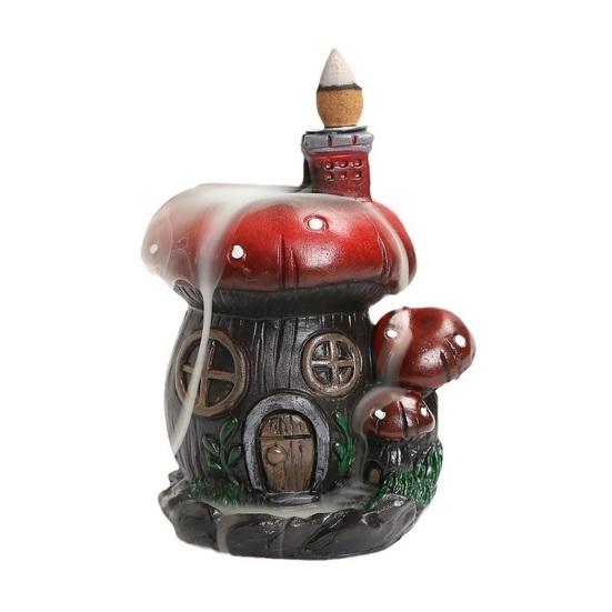 Mushroom House Backflow Incense Burner Resin Handicraft Nature Theme Waterfall Incense Burner Aromatherapy Ornament Home Decor Adult Sex Wear