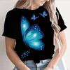 3D T-shirt with Women's Butterfly Print, Neckline Shirt, Short Sleeves, Large Clothes, Women's Fashion, Summer, New, 2025