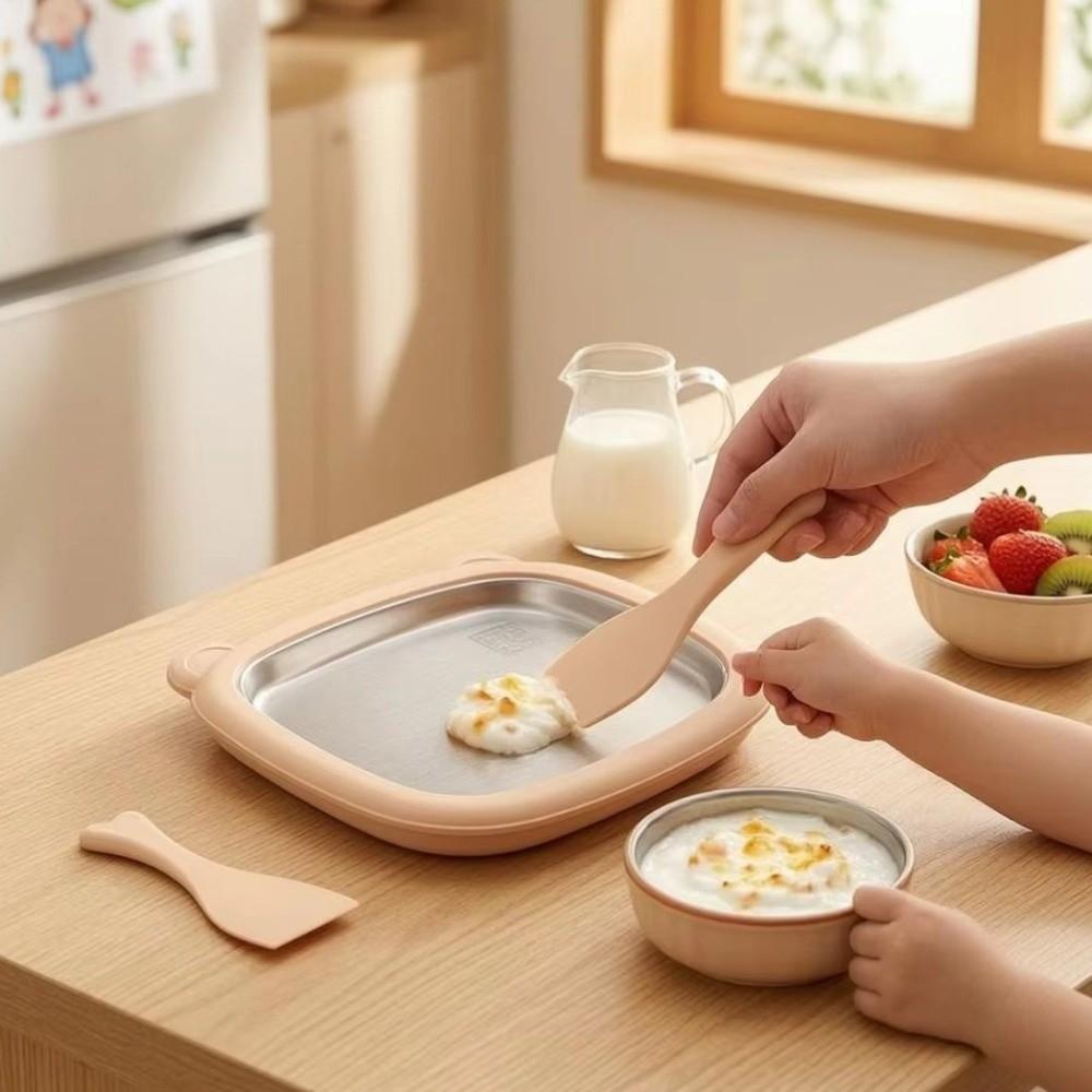 No-Electricity Required Frozen Dessert Tray Rounded Corners Rolled Ice Cream Maker  Party