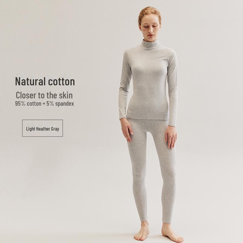 Женский облегающий хлопковый зимний теплый базовый слой со средней горловиной