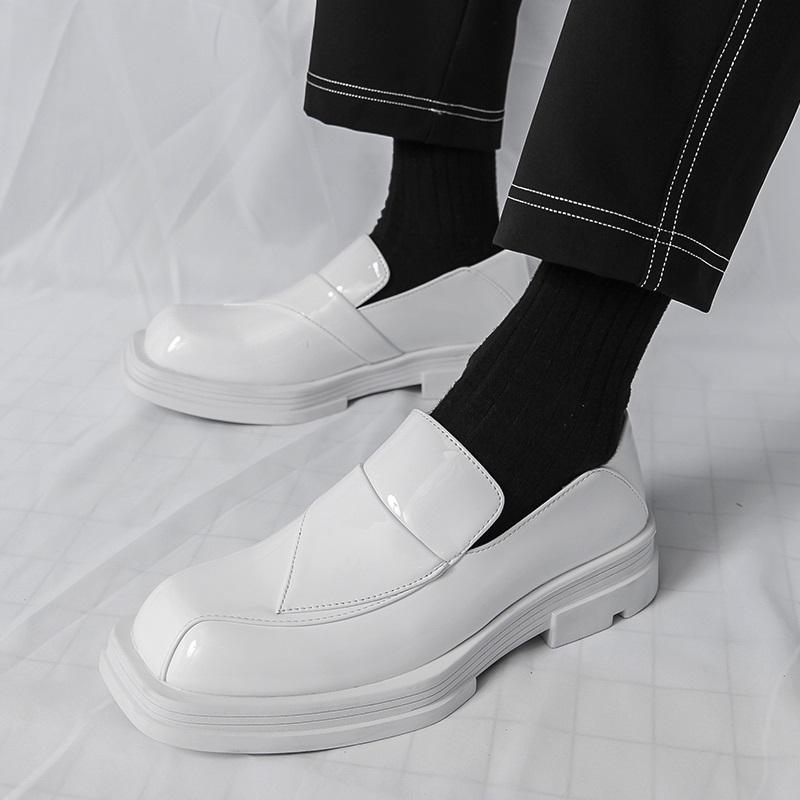 Модные Роскошные Ретро Дизайнерские Белые Туфли с Квадратным Носком на Толстой Подошве для Увеличения Роста для Мужчин Формальные Свадебные Выпускные Платья Для Выступлений Лоферы