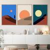 Скандинавский пейзаж, холст, картина для декора спальни, абстрактные пейзажные картины в стиле бохо, Луна, Солнце, постеры, принты, винтажное настенное искусство