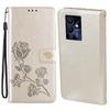 Тисненая кожаная книжка с розой для телефона infinix NOTE 12 Pro 5G, кошелек, слоты для карт, чехол