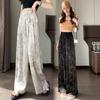 Artistic and Comfortable Women's Summer Pants In Ink Print Ice Silk