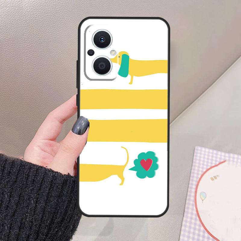 Мультяшная такса Сосисочная собака Чехол Для OPPO Reno 12 14 13 11 10 Pro 11F 12F 13F 14F 7 8 Lite Чехол OPPO Find X6 X5 X8 X9 Pro