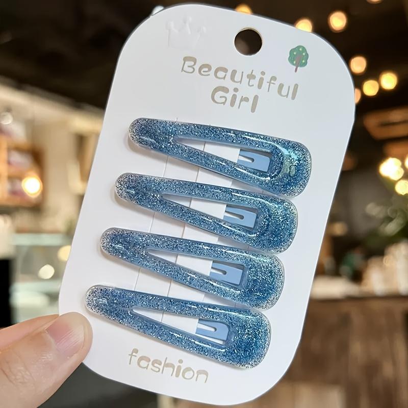 4 шт./набор Блестящие акриловые заколки для волос - нежные и не повреждающие волосы аксессуары для волос в стиле принцессы для девочек