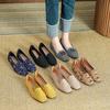 Shoes Single Shoes Women'S Deep Mouth Flying Shoes Woven Shoes Square Head Flat Bottom Knitted Large Size Egg Roll Shoes