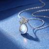 Изысканное серебряное (925 пробы) колье с лунным камнем в форме капли для женщин - Креативный дизайн, цепочка на ключицу