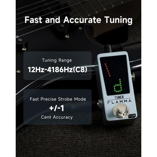 FLAMMA Tuner Pedal FC04 Chromatic Guitar Tuner Pedal, High-Precision 1-Cent Tuning Pedal for Guitar and Bass, with Pitch Indicator and True Bypass