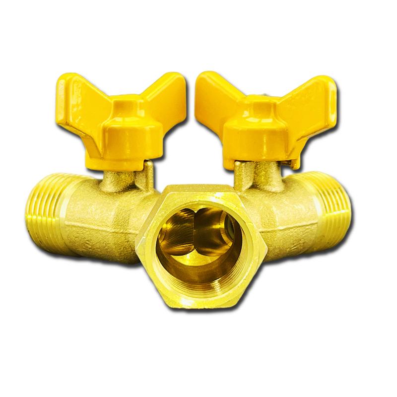 Four-Point Brass Y-Type Gas Valve Connector - Three-Way Ball Switch