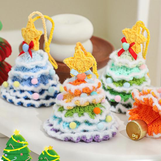 Рождественское украшение на елку многослойное мини-вязаное крючком рождественское дерево подвесное украшение