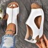 Women's Solid Color Wedge Heeled Sandals, Casual Open Toe Platform Shoes, Comfortable Ankle Strap Sandals