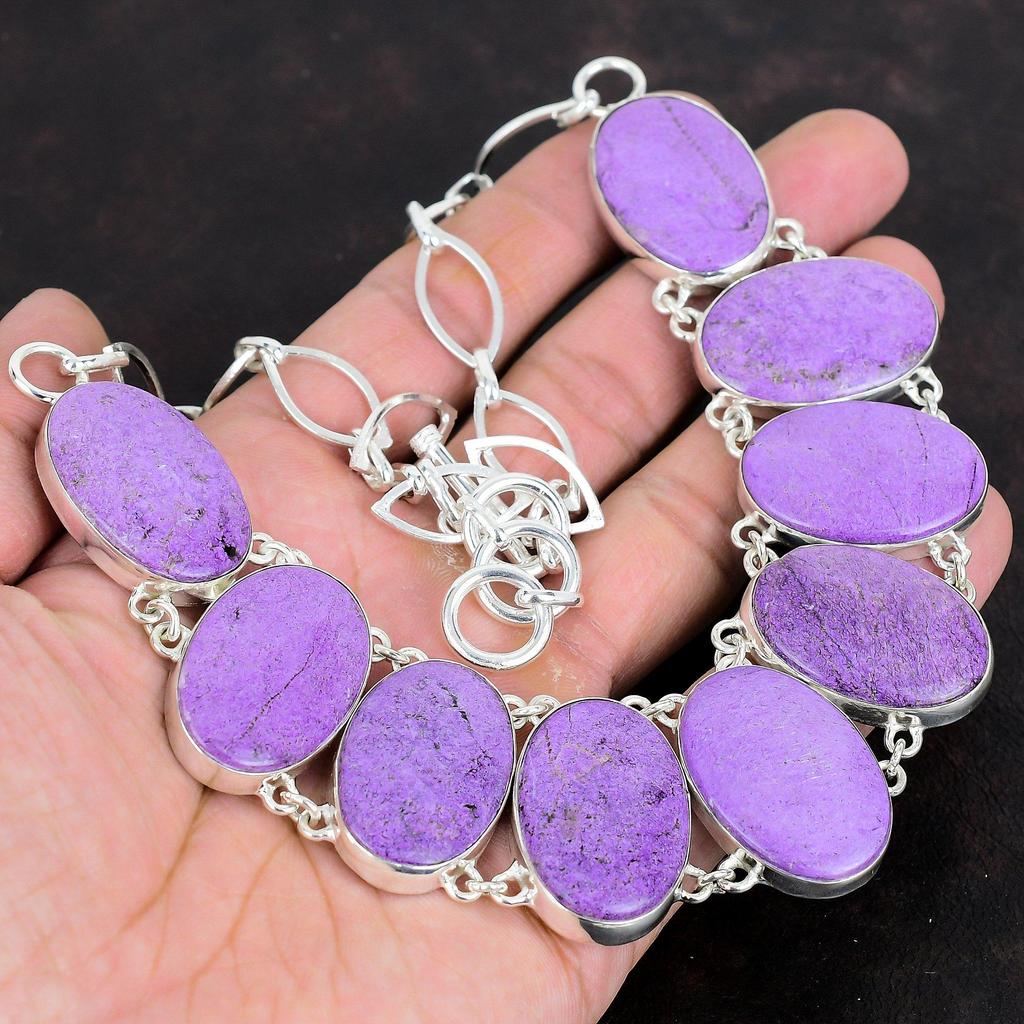 Purpurite Necklace Handmade Necklace Gemstone Jewelry 925 Sterling Silver Necklace Adjustable Chain Necklace Gifts for Mother Silver Jewelry