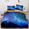 Sky Duvet Cover Set Space Night Time Universe Stars Nebulas Moon Decorative Bedding Set King Twin Size Polyester Comforter Cover