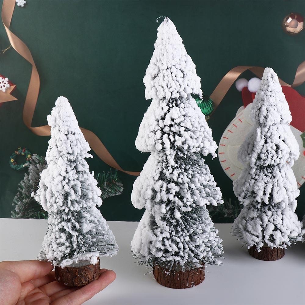 Handmade Flocked Cedar Tree Stable Mini Christmas Tree Mini Snow Pine Tree Party