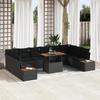 VidaXL 11-piece Garden Sofa Set Black Poly Rattan, Garden and Terrace, Modern Rectangular Set 3358842
