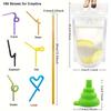 50 Beverage Bags, Juice Bags (with 100 Randomly Mixed Color Straws +1 Folding Funnel), Beverage Bags, Ice Sandbags