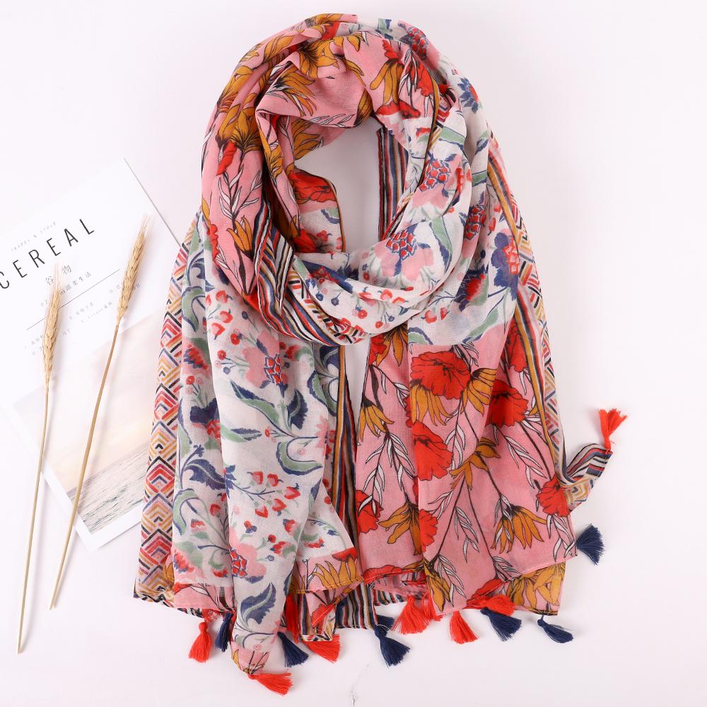 Брендовый дизайнерский женский шарф, теплый принт, пляжный саронг, шали, роскошные хлопковые и льняные банданы, мусульманский хиджаб, женские шарфы с кисточками, парео