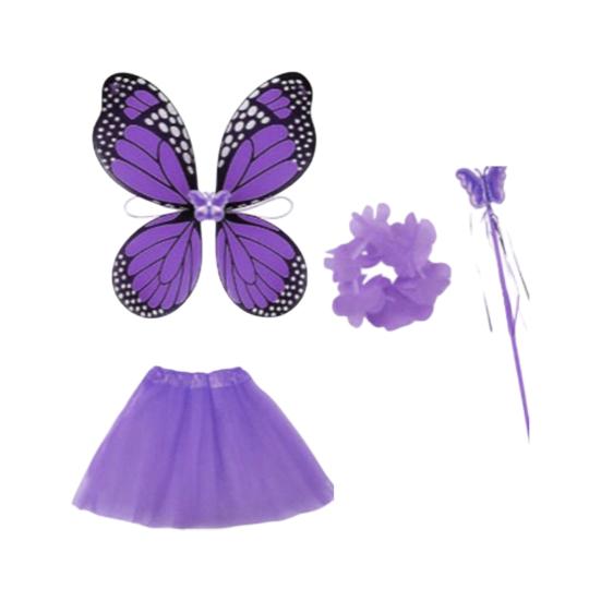 1 Set Butterfly Wing Porch Goose Costume Set Adjustable Size Fairy Wings Tutu Skirt Wand Flower Crowns Set Pet Outfit Garden