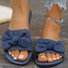 Модные джинсовые шлепанцы с плоской подошвой и декором в виде бабочки для женщин 2025 Лето Комфортные Легкие Пляжные Туфли Женские Большого размера Мягкая Подошва Нескользящие Повседневные Туфли