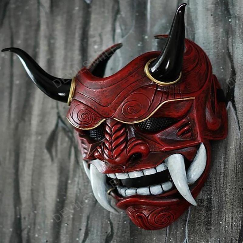 Japanese Ghost Hannya Halloween Masquerade Mask Prajna Half Face Masks Samurai