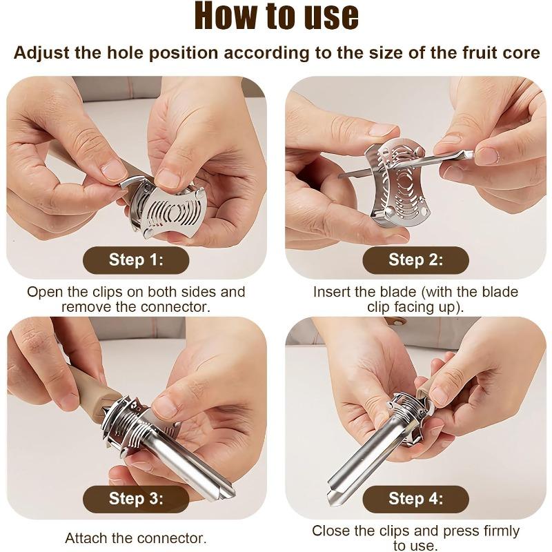 Регулируемая яблокорезка из пищевой нержавеющей стали, кухонный инструмент с крючком и эргономичной ручкой для эффективного удаления сердцевины снежной груши