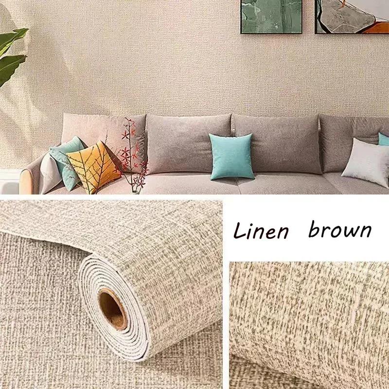 Льняные обои самоклеящиеся водонепроницаемые влагостойкие и устойчивые к плесени 3D настенные наклейки для украшения стен гостиной дома