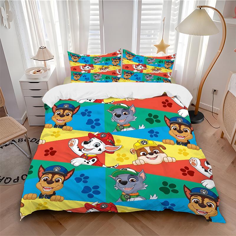 3Pcs Paw Patrol Characters Adventure Bedding Set Quilt Cover Pillowcase Home Christmas Halloween Gift 1 Duvet Cover 2 Pillowcase S1293