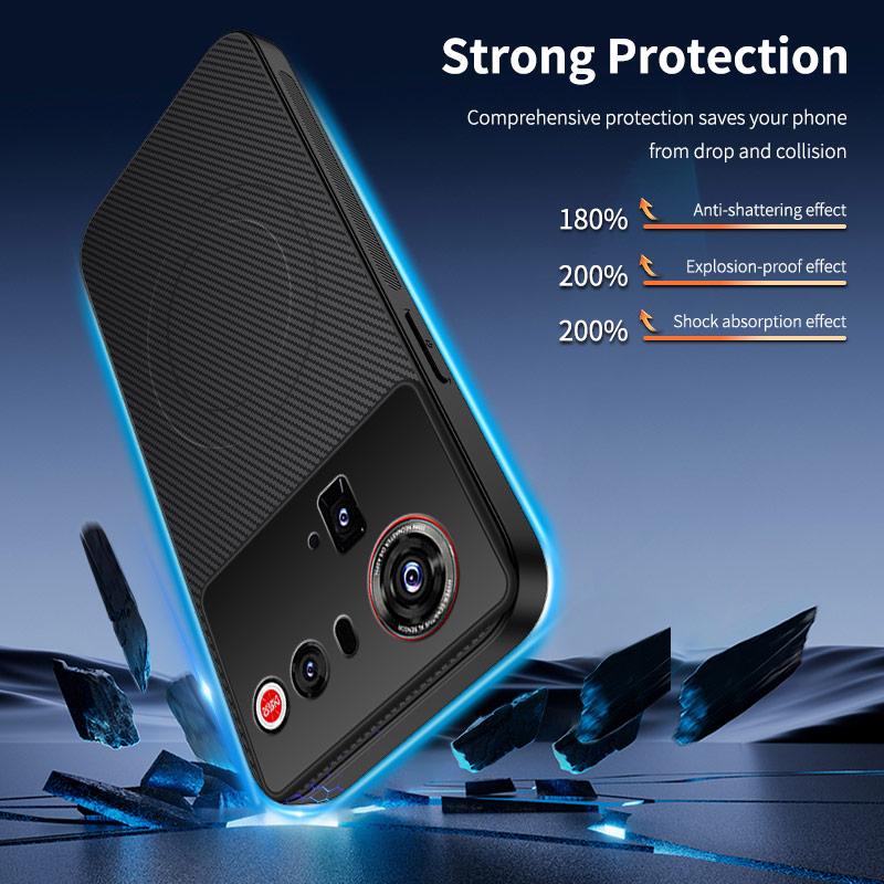 Carbon Fiber Texture Wireless Charging Magnetic Case For ZTE Nubia Z80 Ultra Z80Ultra 5G ShockProof Phone Cover