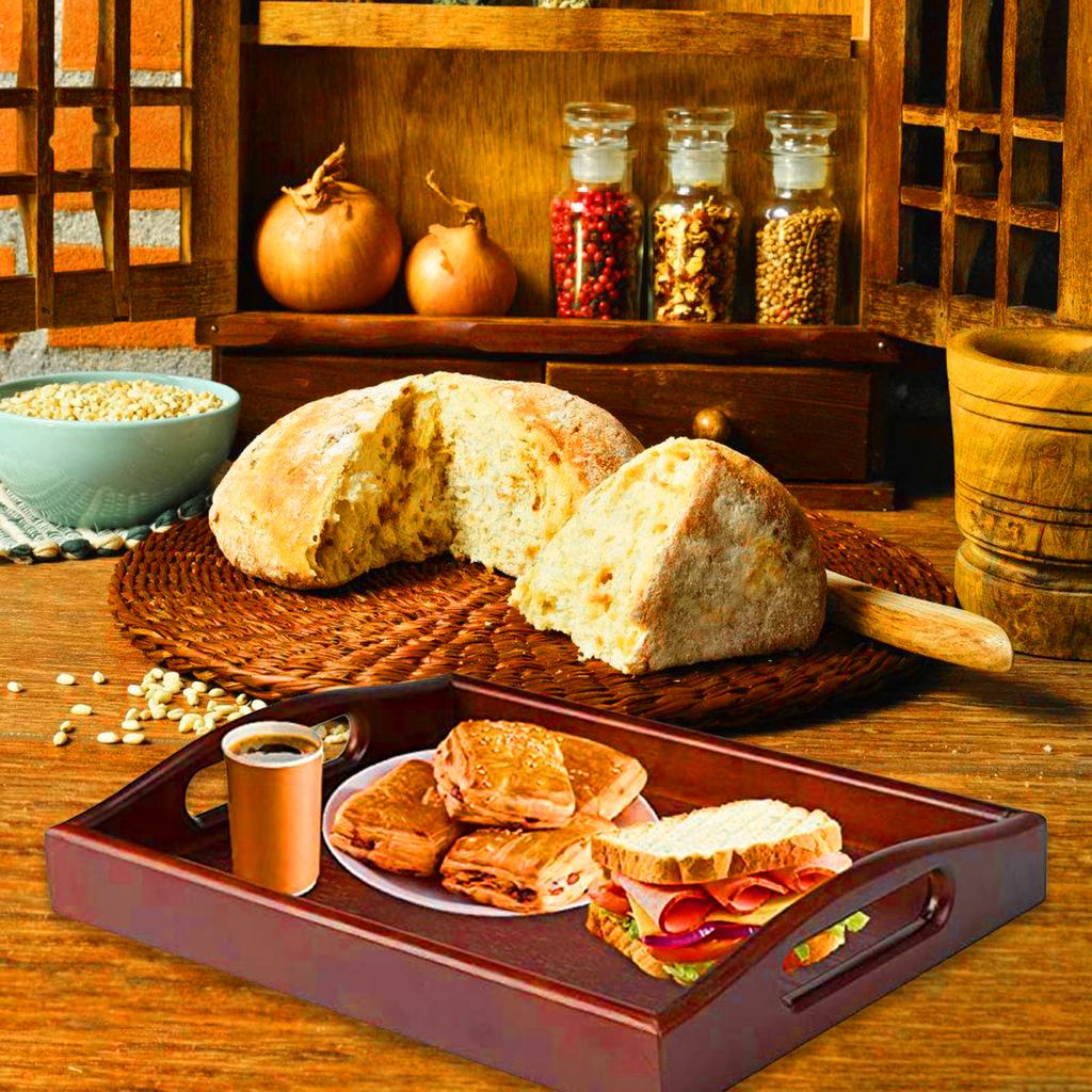 Поддон для хранения, деревянный, прямоугольный, с ручками, стильный, для столовой и кухни, поднос для сервировки завтрака