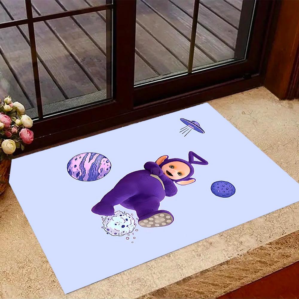 Teletubbies Scooter Adventure Themed Anti-Slip Rugs - Polyester Home Decor, Suitable for Bedrooms, Living Rooms, Doorways, Studios, and Decorations