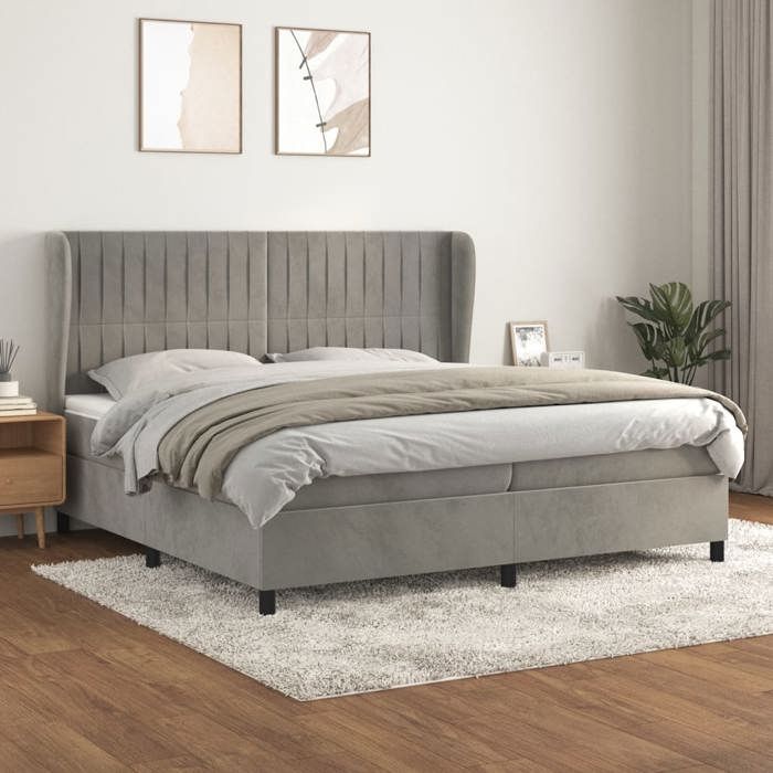 Maison Exclusive - Sommier à lattes de lit et matelas Gris clair 200x200cm Velours