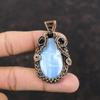 Owyhee Blue Opal Pendant Copper Wire Wrapped Jewelry Natural Gemstone Pendant Handmade Jewelry Brand New Pendant Copper Jewelry Gift For Mom