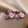 1 Pair Exquisite Charming Women Earrings Gift Rhinestone Purple Flower Stud
