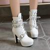 Big Red Women's Ankle Boots Platform White Yellow Lace up High Heels Short Boot Female Autumn Winter Unisex Shoes Sexy