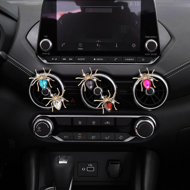 Diamond Crystal Spider Car Air Fresheners Air Vent Clips Cute Auto Diffuser Vent Clip Interior Decor Car Accessories for Women