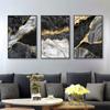 Abstract Wall Art Black White Canvas Painting Marble Mosaic with Golden Veins Posters Prints Wall Picture for Living Room Decor