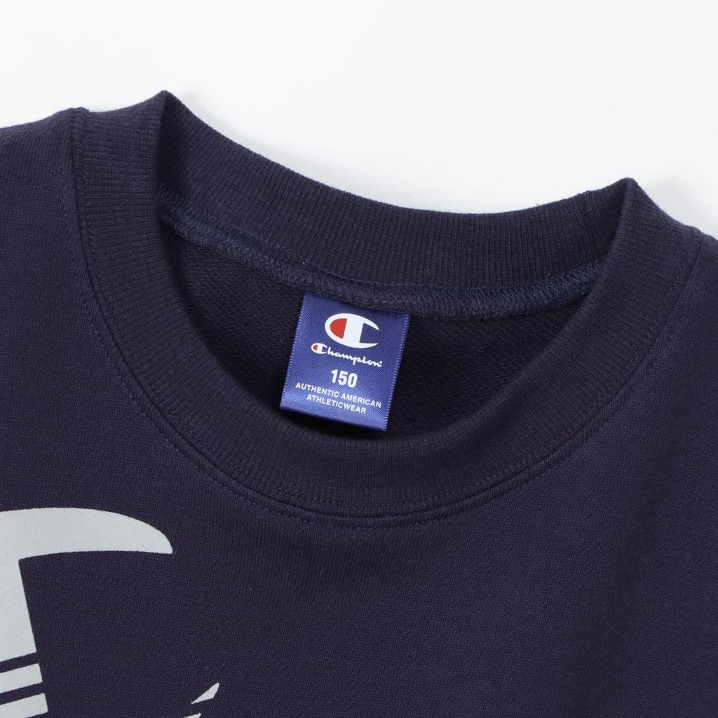 Champion Long Sleeve Crew Neck Sweatshirt with Graphic Logo Schoolboy Navy Kids' Print, CK-YS003,