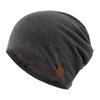 Autumn/Winter Beanie Hat Casual Fleece-Lined Thermal Solid-Colour Loose-Fit Knitted Hat for Men and Women