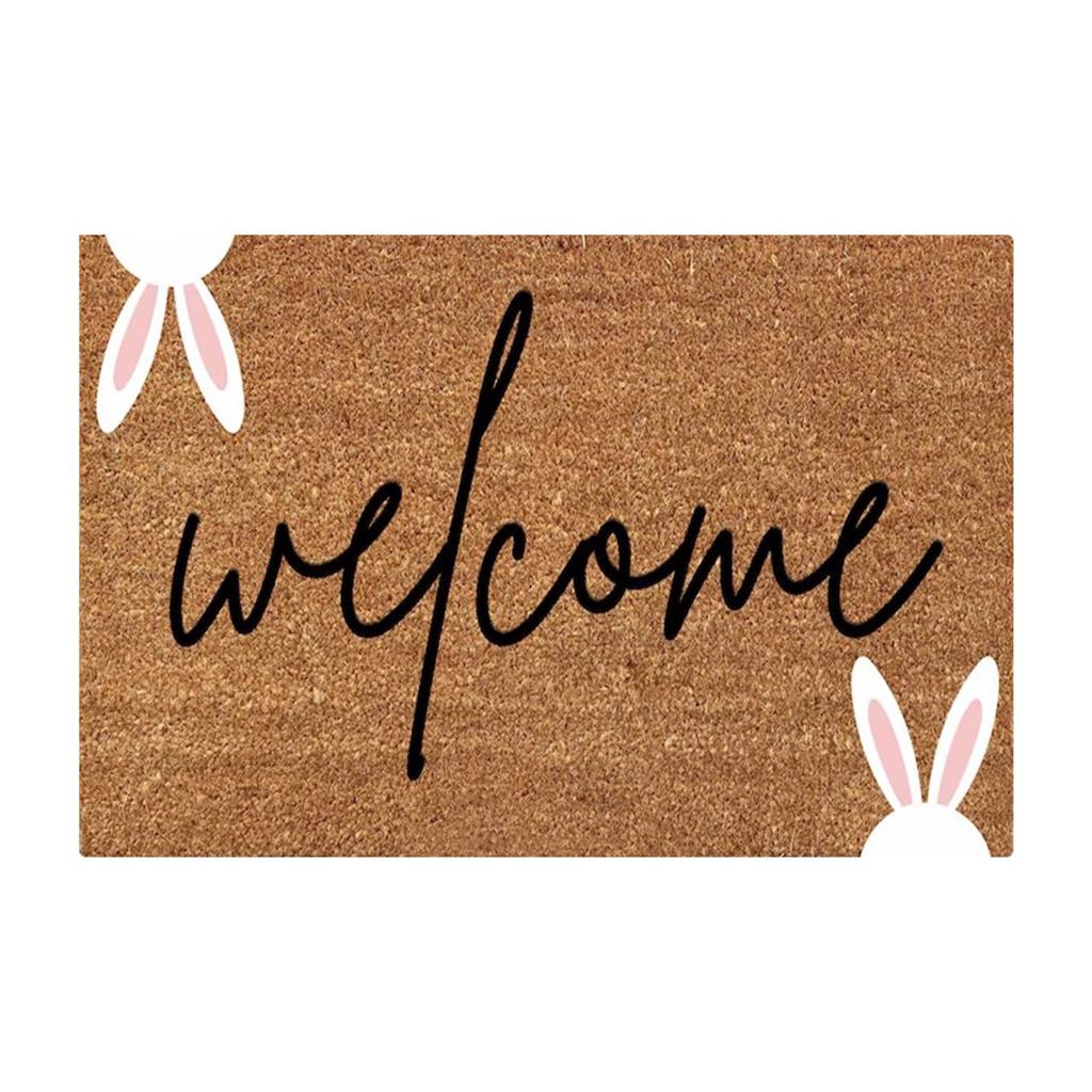 Happy Easter Welcome Doormat, Non- Fiber Carpet, Fun Easter Bunny Doormat