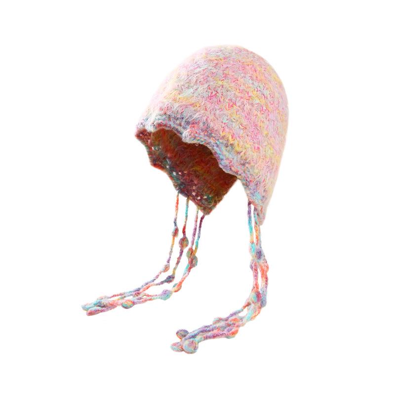 Женская вязаная шапка-ушанка с цветными блоками в стиле Fair Isle - Теплая, универсальная, защищающая уши для осени и зимы