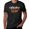 Whiskey Helps Trendy Pub Crawl Party T-Shirt Short Sleeve Tee Blacks Plain Summer Top Mens T Shirt